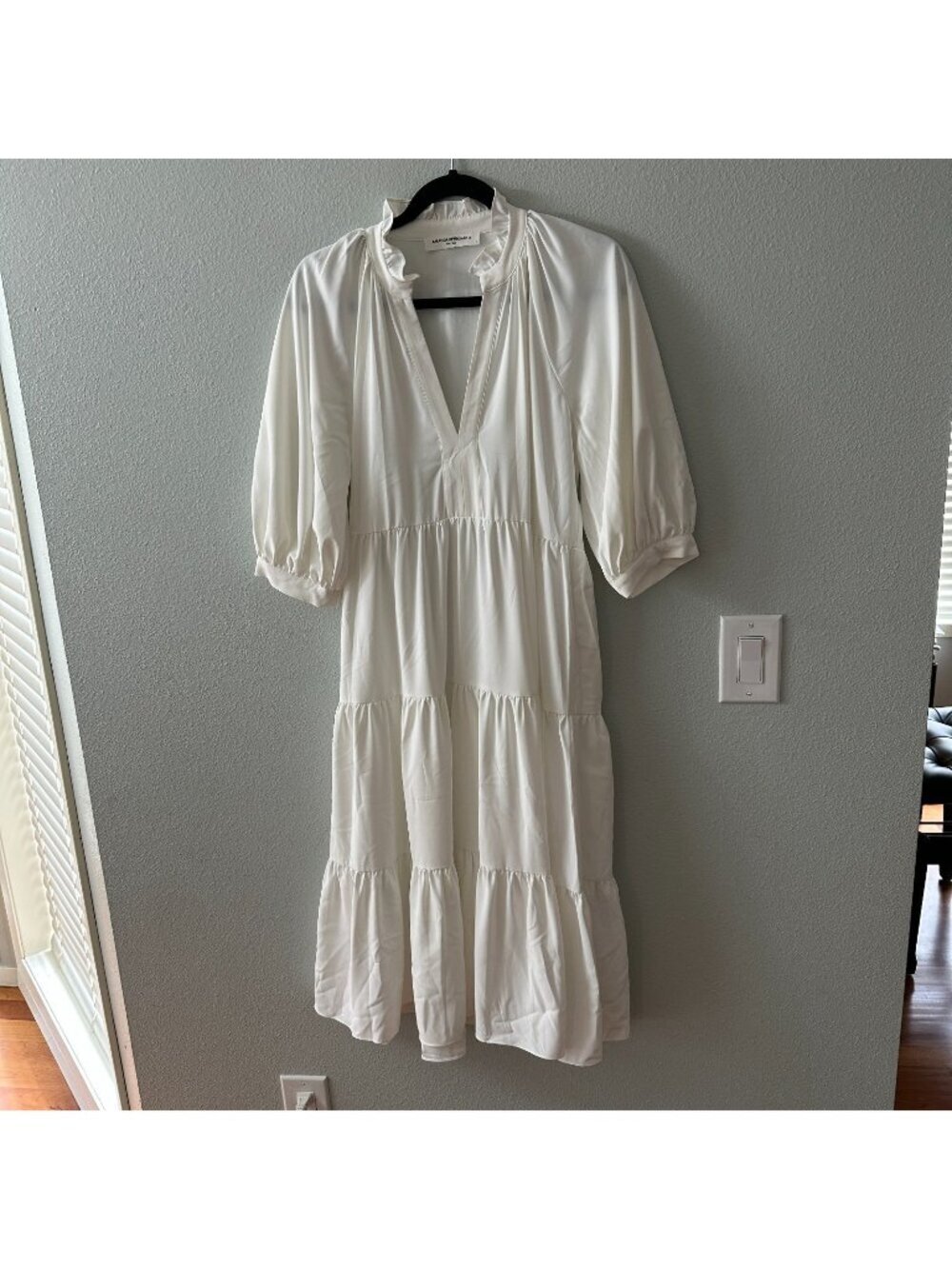 Amanda Uprichard White Tiered Midi Dress Women's SMALL Wedding Graduation Bridal